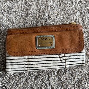 Fossil Brown and White Striped Wallet